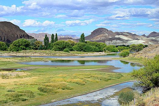 河,风景,靠近,丘布特省,巴塔哥尼亚,阿根廷,南美