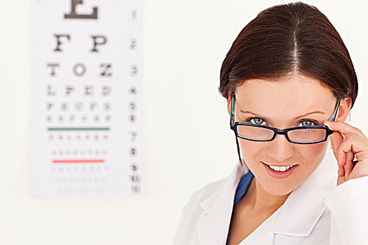 女性,光学设备,视力检查
