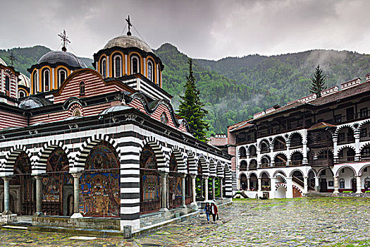 保加利亚,南方,山,里拉,寺院,户外