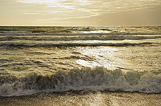 波浪,海洋,日落,安达卢西亚,西班牙