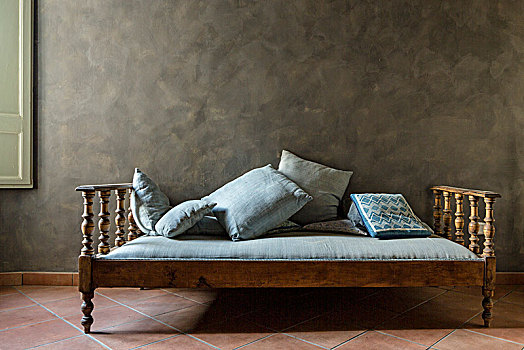 木框,老式,沙发,垫子
