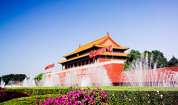 北京天安门天坛和喷泉