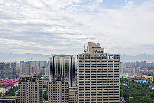 鸟瞰西安城市风光高新区