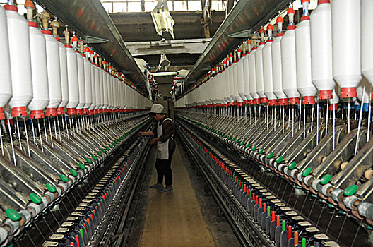 纺织女工的劳动场景