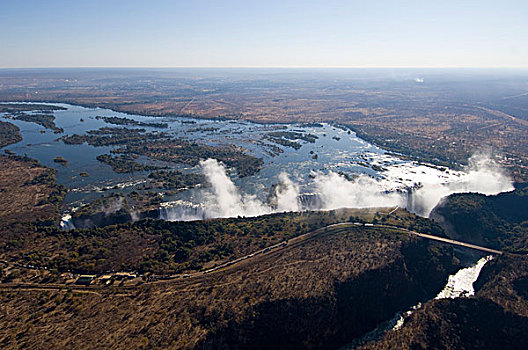 维多利亚瀑布,赞比西河,赞比亚,津巴布韦,边界