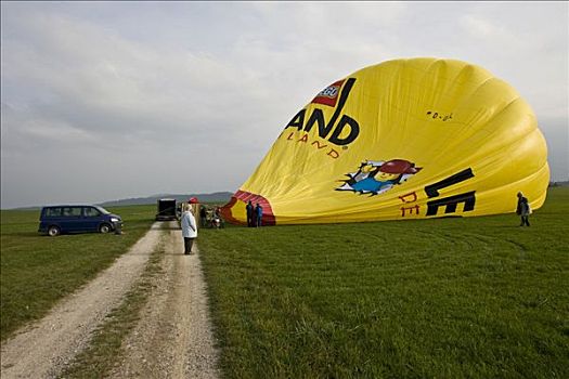 准备,乘,热气球,巴伐利亚,德国