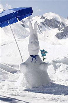 雪,兔子,山峦