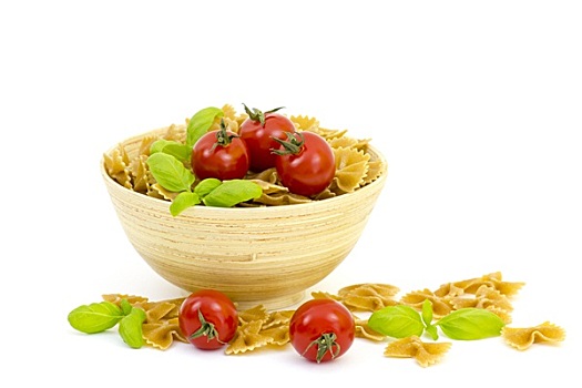 素食,意大利面,西红柿,罗勒