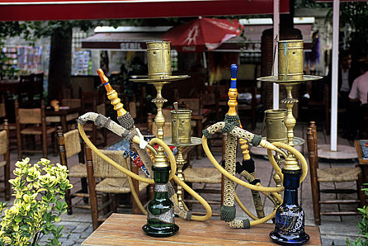 土耳其,伊斯坦布尔,露天咖啡馆,水管,水烟袋