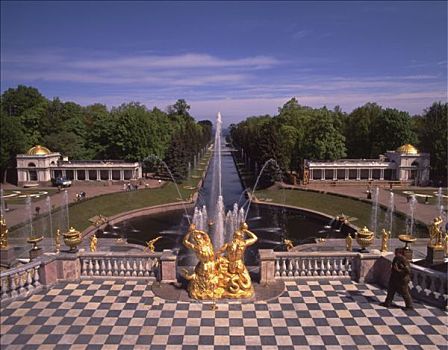 俄罗斯,彼得宫,大喷泉
