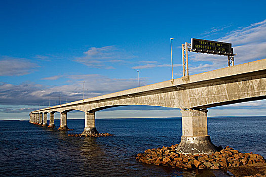 联邦大桥,上方,诺森伯兰郡,海峡,爱德华王子岛,加拿大