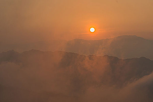 日出,山,云雾,太阳,美景