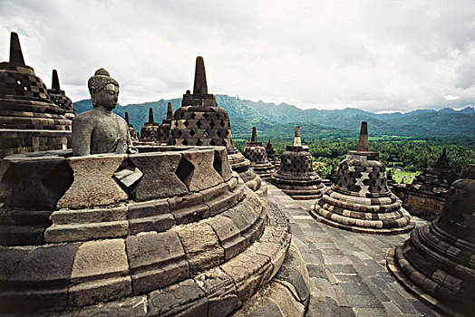 印度尼西亚,浮罗佛屠,风景,佛教,纪念建筑,雕塑,大幅,尺寸