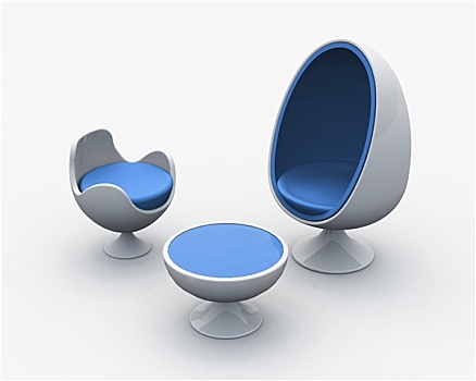 现代,蛋,椅子,蓝色