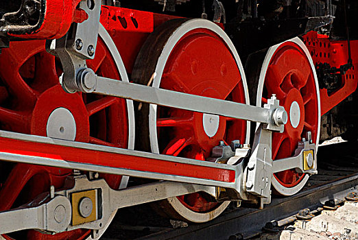 红色,铁,轮子,复古,蒸汽,列车