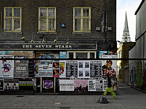 闭合,酒吧,海报,砖,道路,伦敦