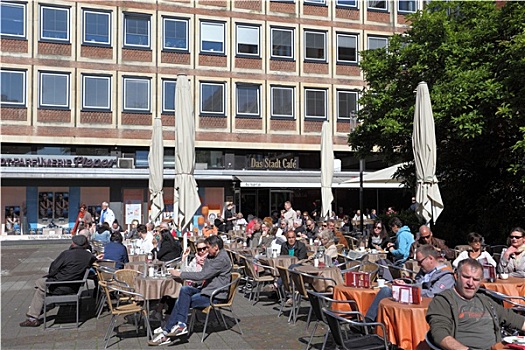 放松,街头咖啡馆,晴天,城市,芒斯特,北莱茵威斯特伐利亚,德国