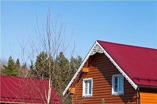 红色,瓷砖,屋顶,新,木屋