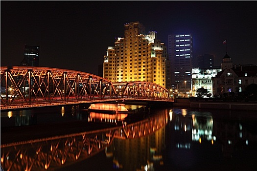 老,铁桥,夜晚,上海,中国