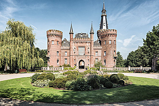 城堡,护城河,现代艺术博物馆,靠近,北莱茵威斯特伐利亚,德国,欧洲