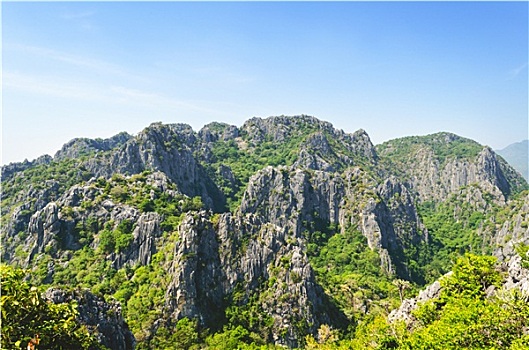 风景,上面,石头,山