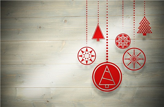 合成效果,图像,悬挂,红色,圣诞装饰