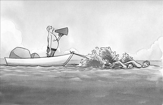 游泳,20世纪,插画