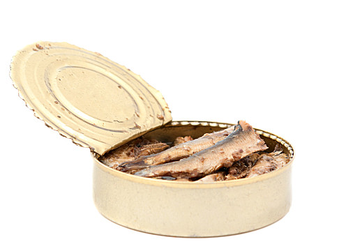 鱼罐头,白色背景
