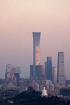 夕阳中的北京市中心