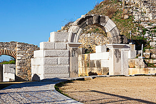 石头,拱形,入口,圆形剧场,希腊