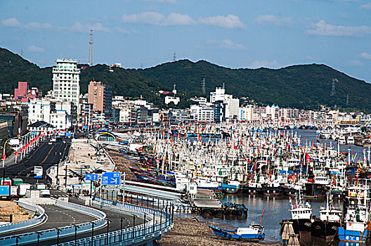 浙江舟山沈家门渔港全景