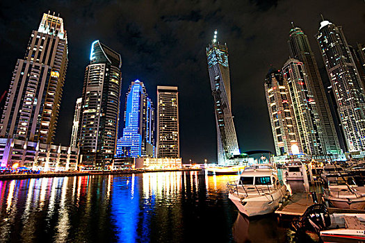 摩天大楼,船,迪拜,码头,阿联酋,中东