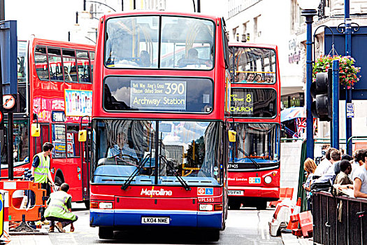 双层巴士,巴士,牛津,街道,伦敦,英格兰,英国,欧洲
