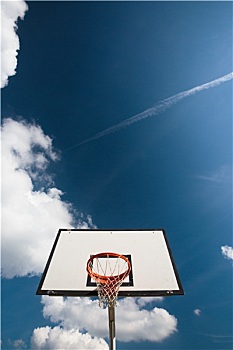 篮篮,可爱,蓝色,夏日天空,绒毛状,白云