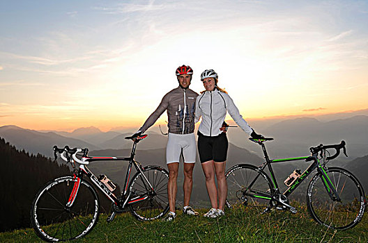 伴侣,比赛,自行车,高山,山,基茨比厄尔,阿尔卑斯山,提洛尔,奥地利,欧洲