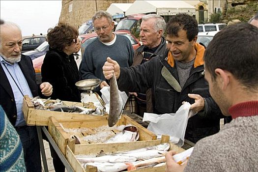 捕鱼者,销售,鲜鱼,港口,西西里,意大利,欧洲