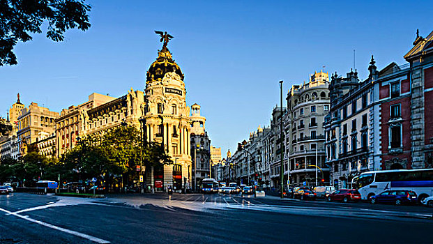 格兰大道,城市建筑,草,建筑,建筑背景,马德里,西班牙