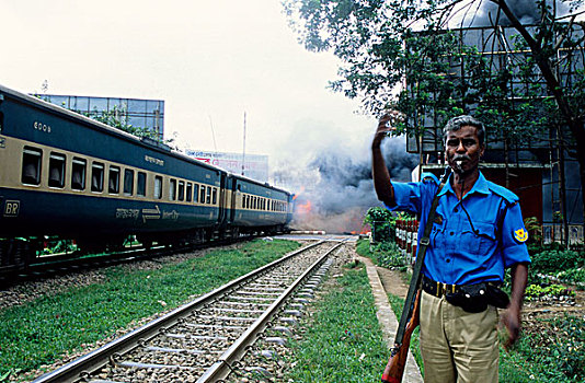 城市,火灾,轨道,靠近,国际机场,达卡,孟加拉,2002年