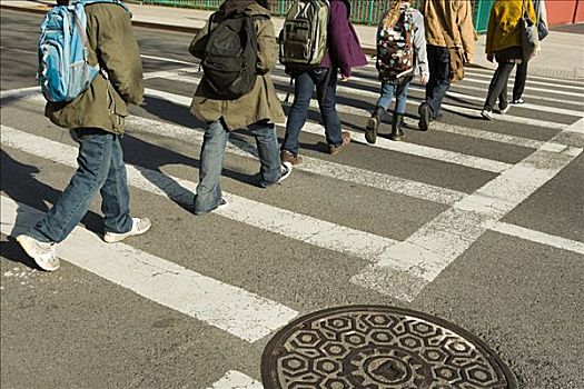 孩子,走,道路