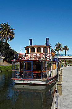 河,皇后,桨轮船,河边,公园,布伦海姆,马尔伯勒,南岛,新西兰