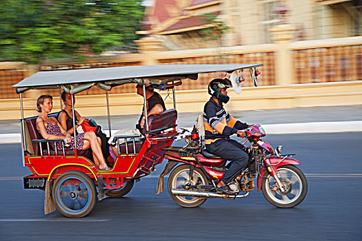 柬埔寨,金边,游客,嘟嘟车