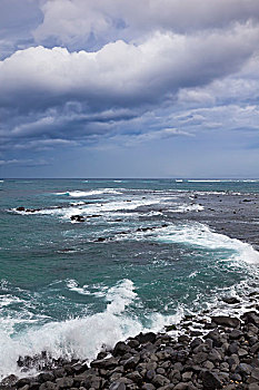 北海岸,海浪,乌云,靠近,毛伊岛,夏威夷