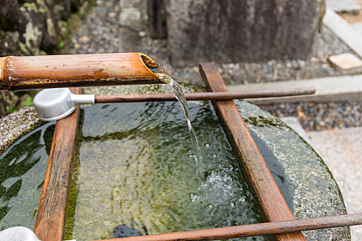 传统,日本,竹子,喷泉