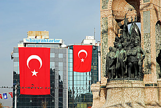 土耳其共和国,纪念建筑,国家,旗帜,节日,共和国,十月,塔克西姆,伊斯坦布尔,土耳其