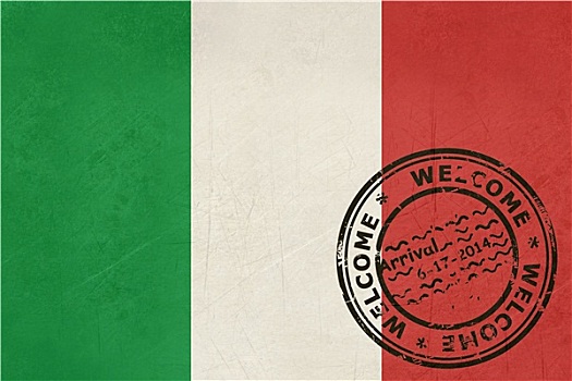 欢迎,意大利,旗帜,护照