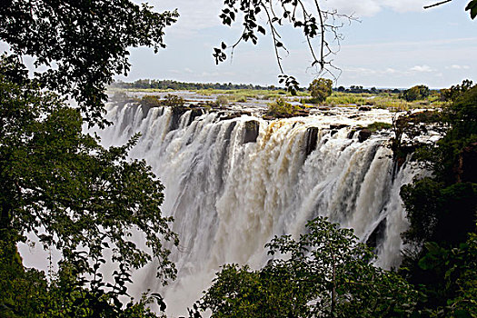 维多利亚瀑布,层叠,脚,谷地,瀑布,世界,世界遗产,赞比亚