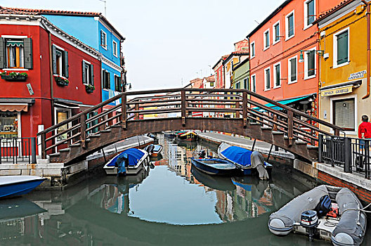 运河,桥,布拉诺岛,威尼斯,威尼托,意大利,欧洲
