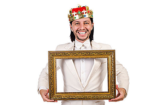 国王,画框,白色背景