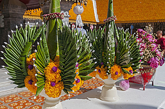 花,供品,素贴寺,清迈,泰国