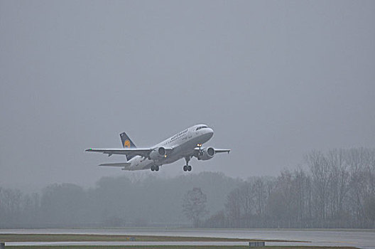 航空,空气,班机,飞机跑道,开端,阶段,坏天气